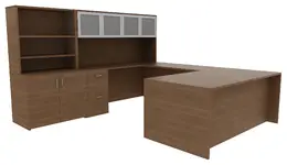 Desk with Shelves and Drawers - Amber