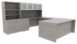 Desk with Shelves and Drawers - Amber