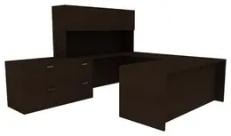 U Shaped Desk with Storage - Amber