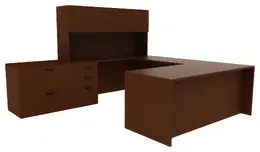 U Shaped Desk with Storage - Amber