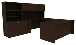 U Shaped Desk with Storage - Amber