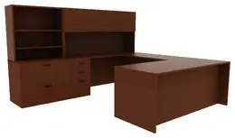 Desk with Hutch and Drawers - Amber