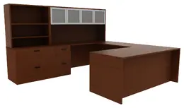 Desk with Bookcase and Hutch - Amber