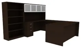 Bookcase Desk Set - Amber