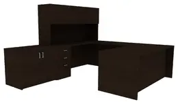 U-Shaped Desk with Hutch - Amber