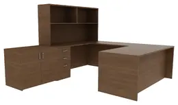 Desk with Hutch and Drawers - Amber