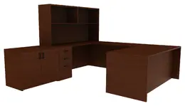 Desk with Hutch and Drawers - Amber