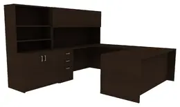 U Shaped Desk with Storage - Amber