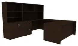 Desk with Hutch and Storage - Amber