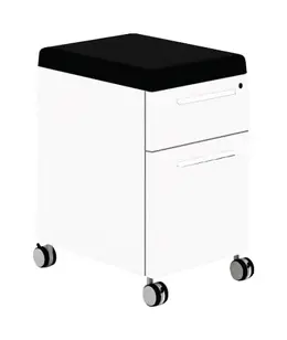 Mobile Pedestal Drawers with Black Fabric Cushion - Potenza