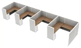 4 Person Cubicle with Drawers and Power - Avenir