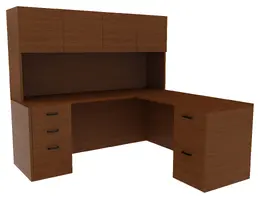 L Shaped Desk with Hutch - Amber