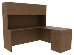 Credenza Desk with Hutch - Amber