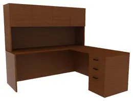 Credenza Desk with Hutch - Amber