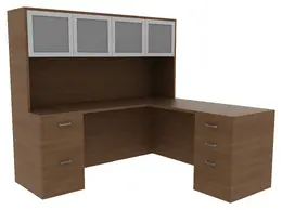 L Desk with Hutch - Amber