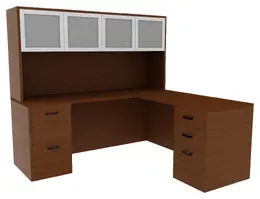 L Desk with Hutch - Amber