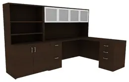 L Desk with Storage - Amber