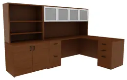 L Desk with Storage - Amber