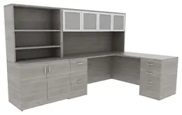 L Desk with Storage - Amber