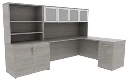 L Shaped Desk with Storage - Amber