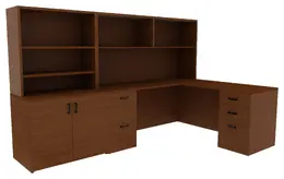 L Shape Desk with Drawers - Amber