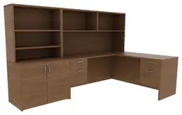 L-Shaped Desk with Storage - Amber