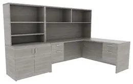 L-Shaped Desk with Storage - Amber