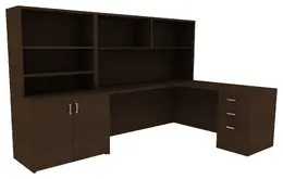 L Desk with Shelves - Amber