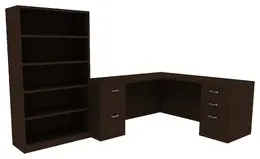 Desk with Bookcase - Amber