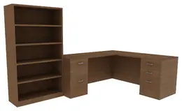 Desk with Bookcase - Amber