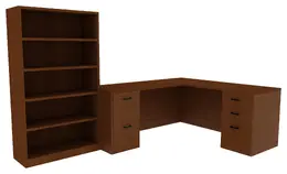 Desk with Bookcase - Amber