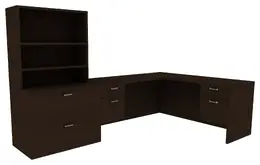 L Shaped Desk with Drawers - Amber