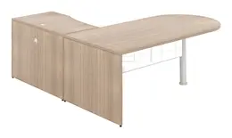 L Shaped Peninsula Desk with Glass Modesty Panel - Potenza