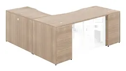 L Shaped Desk with Glass Modesty Panel - Potenza