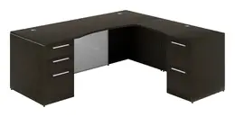 L Shaped Desk with Glass Modesty Panel - Potenza