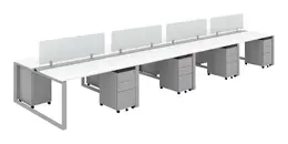 8 Person Workstation with Privacy Panels - Veloce