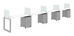 4 Person Workstation with Dividers - Veloce