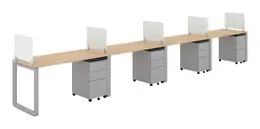 4 Person Workstation with Dividers - Veloce