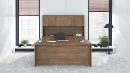 Bow Front Desk and Credenza with Hutch - Concept 70