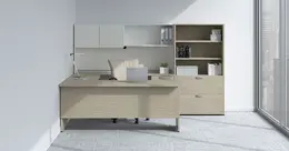 U Shaped Desk with Hutch and File Cabinet - Concept 300