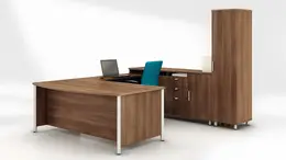 Bow Front U Shape Desk with Storage - Concept 3