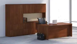 Bow Front Desk and Credenza with Storage - Concept 70