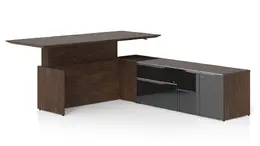 L Shaped Sit Stand Desk with Storage - Nex