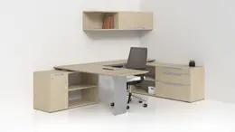 U Shaped Desk with Drawers and Shelves - Nex