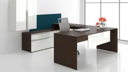 Modern U Shaped Desk with Storage - Nex