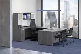 Modern U Shaped Desk with Hutch - PL Laminate