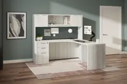 L Shaped Desk with Hutch - PL Laminate