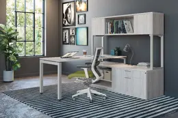 L Shaped Desk with Hutch - Elements