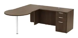 L Shaped Peninsula Desk with Drawers - PL Laminate