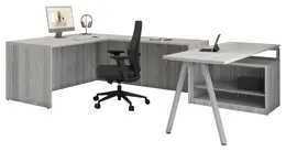 U Shaped Desk with Bookcase - PL Laminate